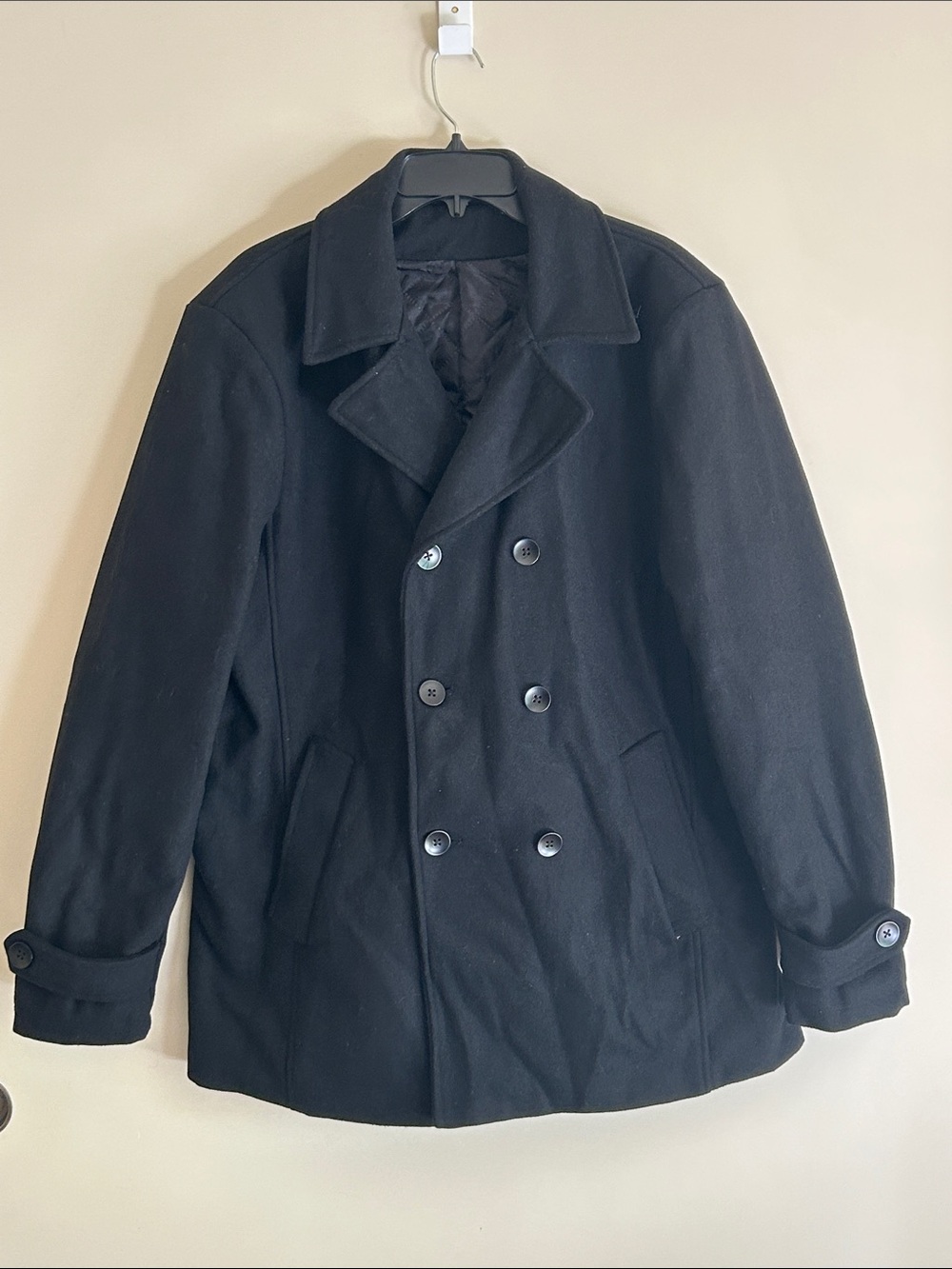 Men’s Woolen Buttoned Double Breasted Black Winter Coat.